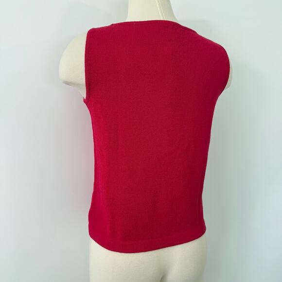 St. John Knit Tank Top Wool Sleeveless Sweater Red | Size: P (XS/S) - Picture 5 of 9